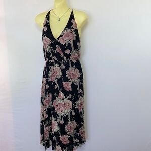 Leith  Dress For Nordstrom Blush Roses Pleated Maxi Dress Med Excellent